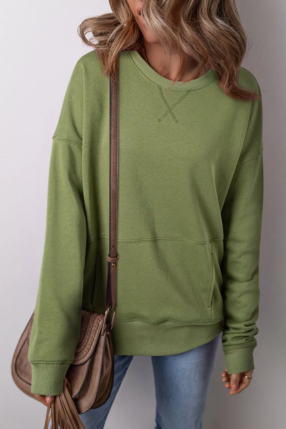 Crisscross Stitching Loose Sweatshirt