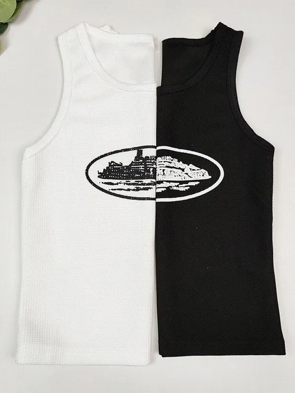 Crop Tank Top mit Landmark Logo in weiß oder schwarz