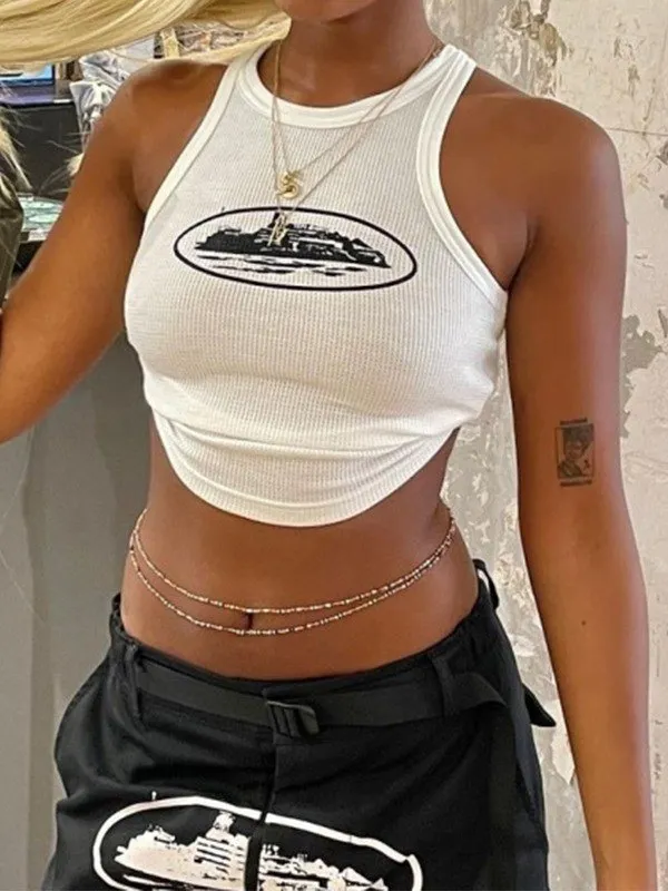 Crop Tank Top mit Landmark Logo in weiß oder schwarz