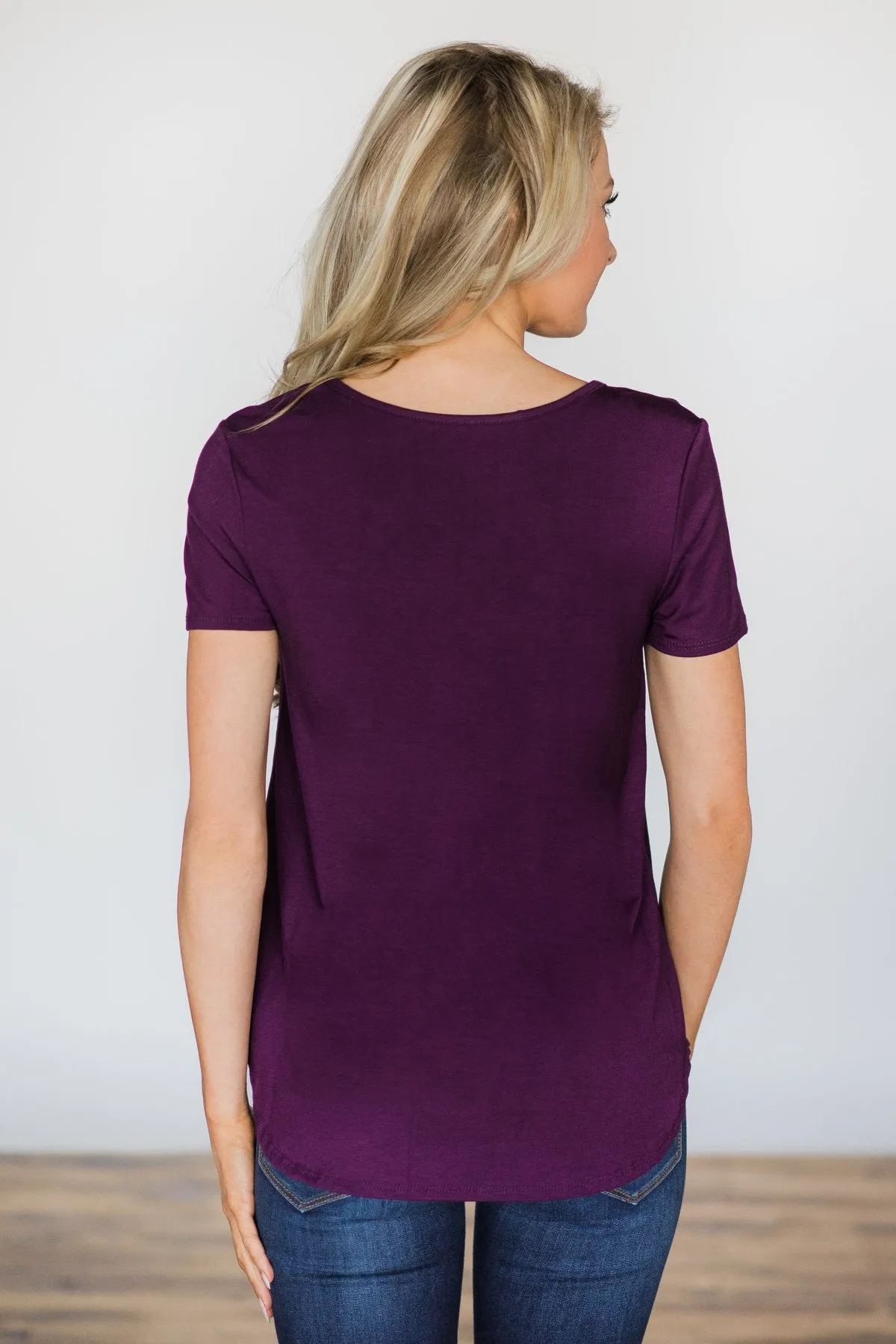 Cross the Line Top- Eggplant