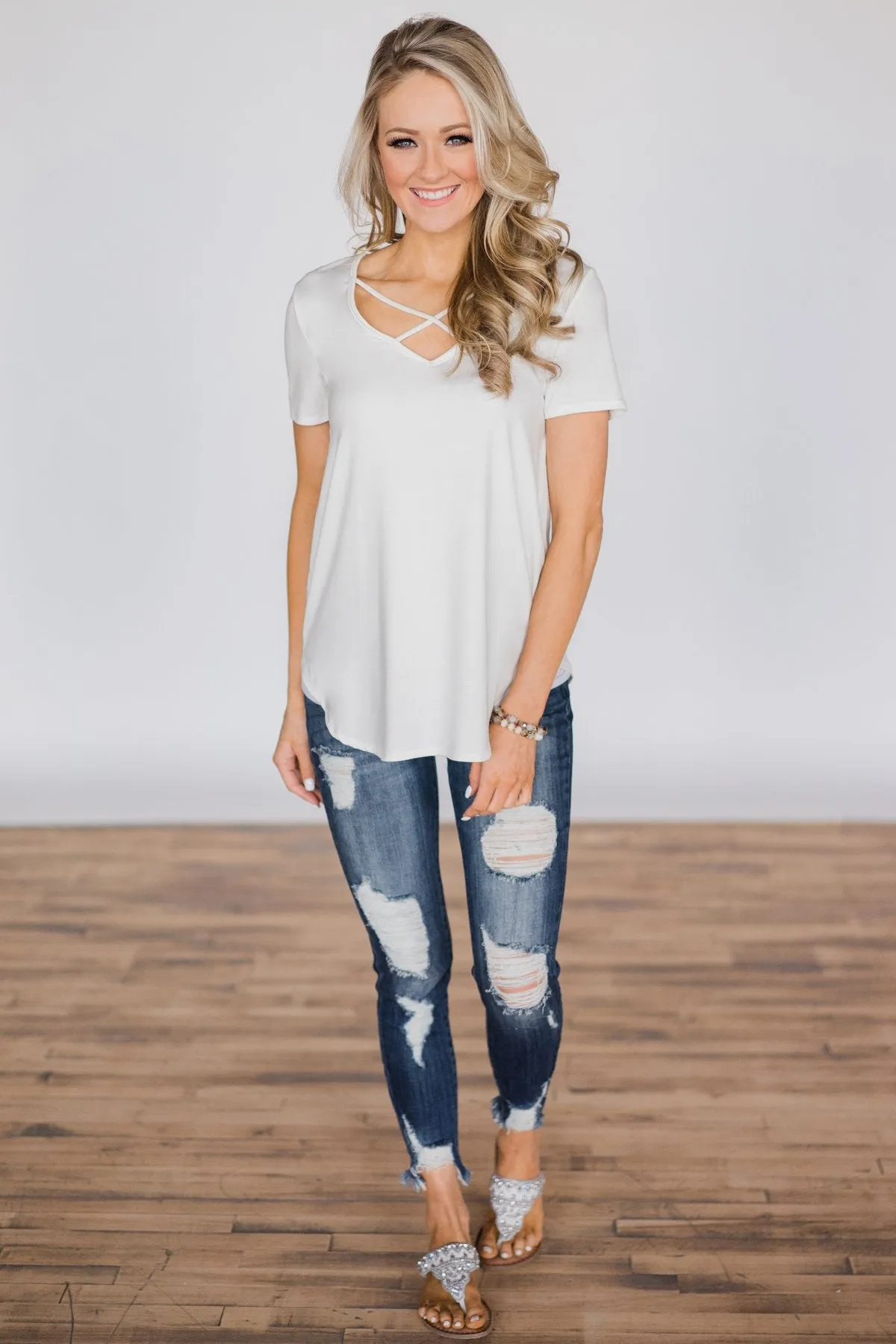 Cross The Line Top - White