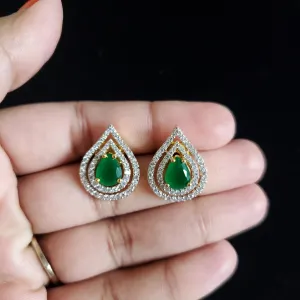 Cubic Zirconia Classic Tops With 2 Tone Plating Green