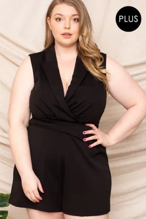 Curvy Black Collared Neck Romper