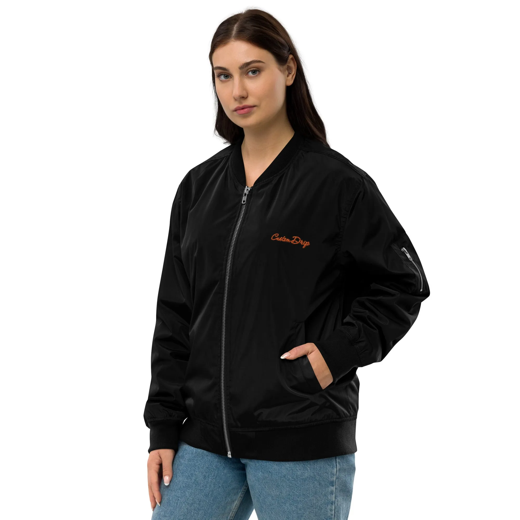 Custom Drip's Orange & Black Premium bomber jacket