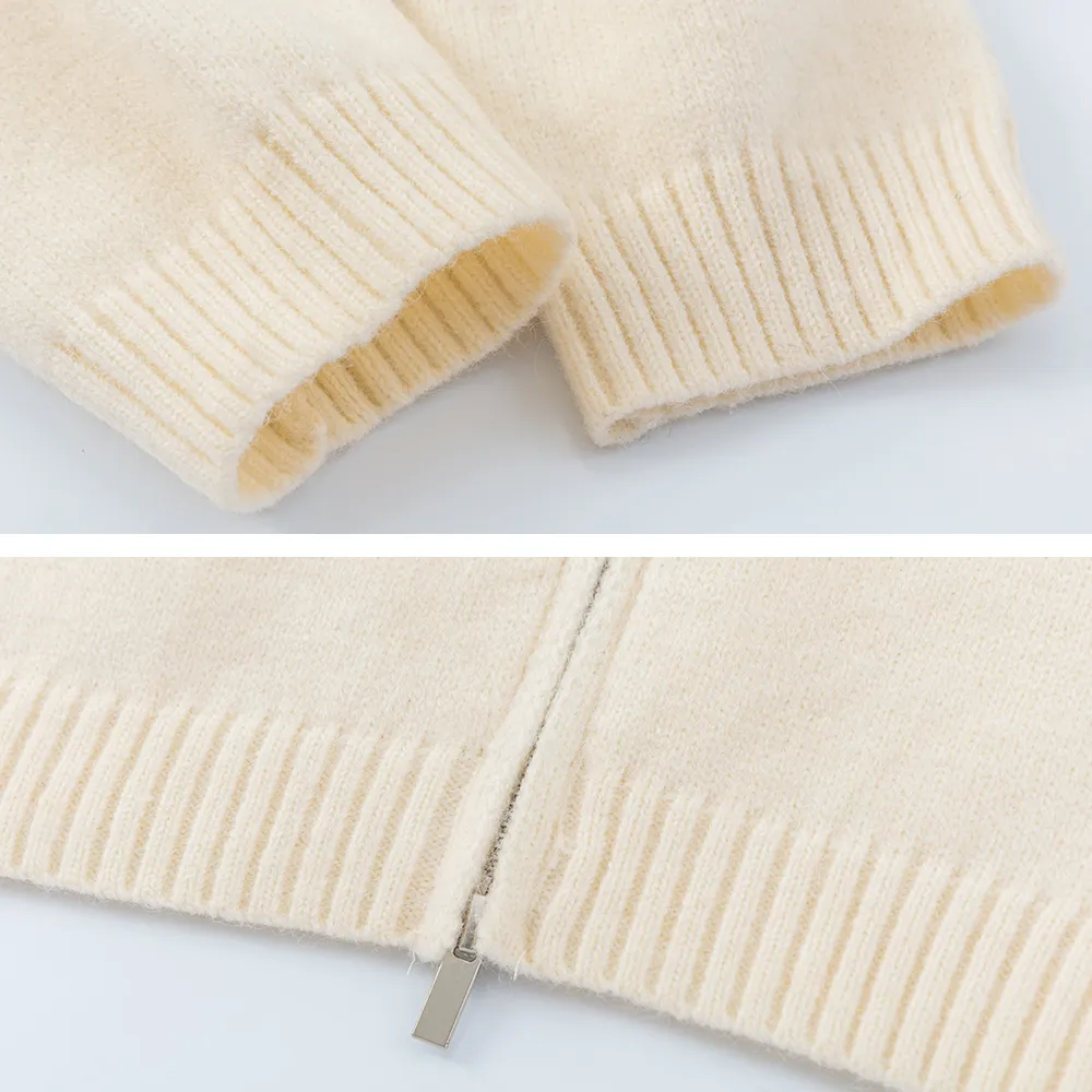 Cyber Envoy | Solid Color Star Zipper  Pullover Sweater