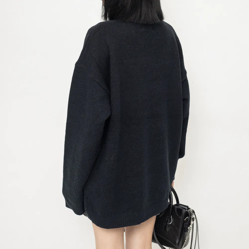 Cyber Envoy | Solid Color Star Zipper  Pullover Sweater
