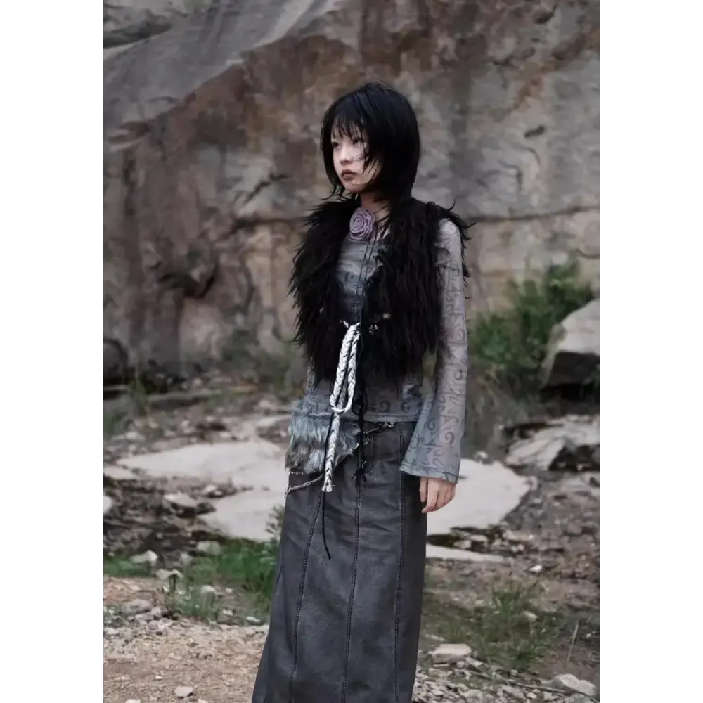 Cyberpunk Sheer Top for an Edgy Y2K Style Fashion Statement