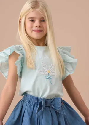 Daisy Blue Pleat Sleeve Top