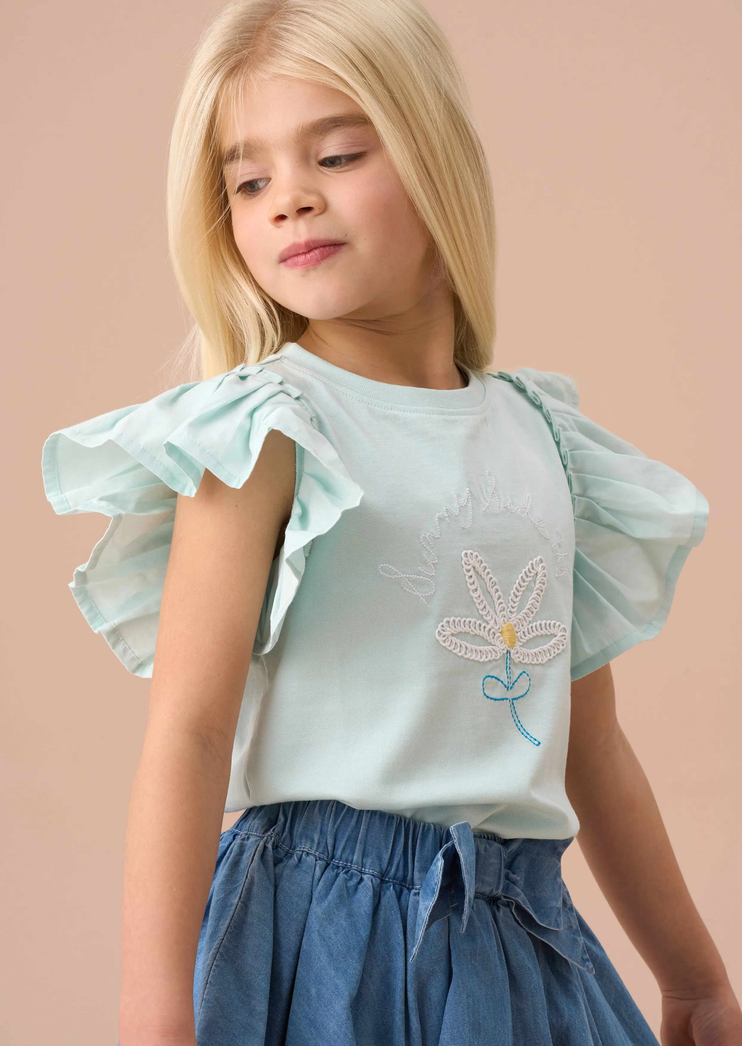 Daisy Blue Pleat Sleeve Top