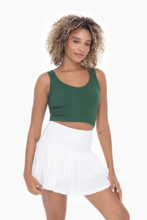 Dark Green Ribbed Seamless Cropped Tank Top