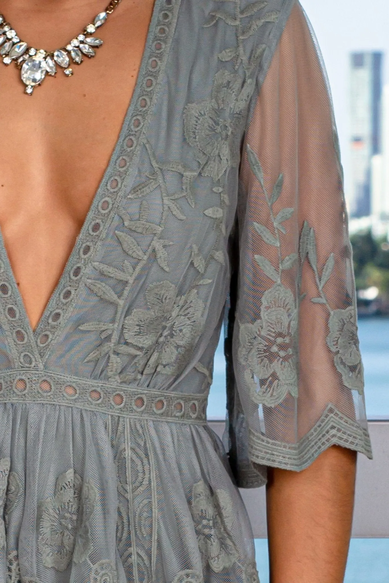 Dark Sage Lace Romper