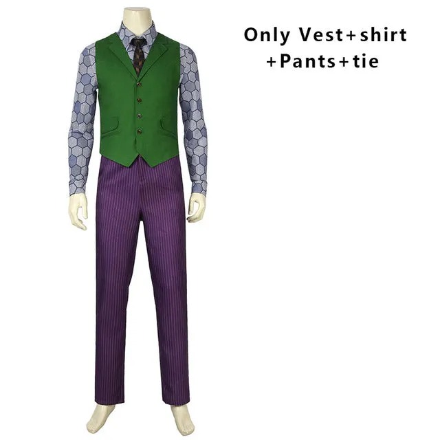 DC The Dark Knight Rises Joker Costume Cosplay Batman Vest Mask T-shirt Suit Coat Blazer Adult Heath Ledger Halloween Custom