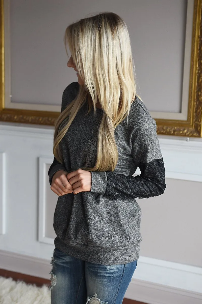 Decked in Lace Top ~ Charcoal