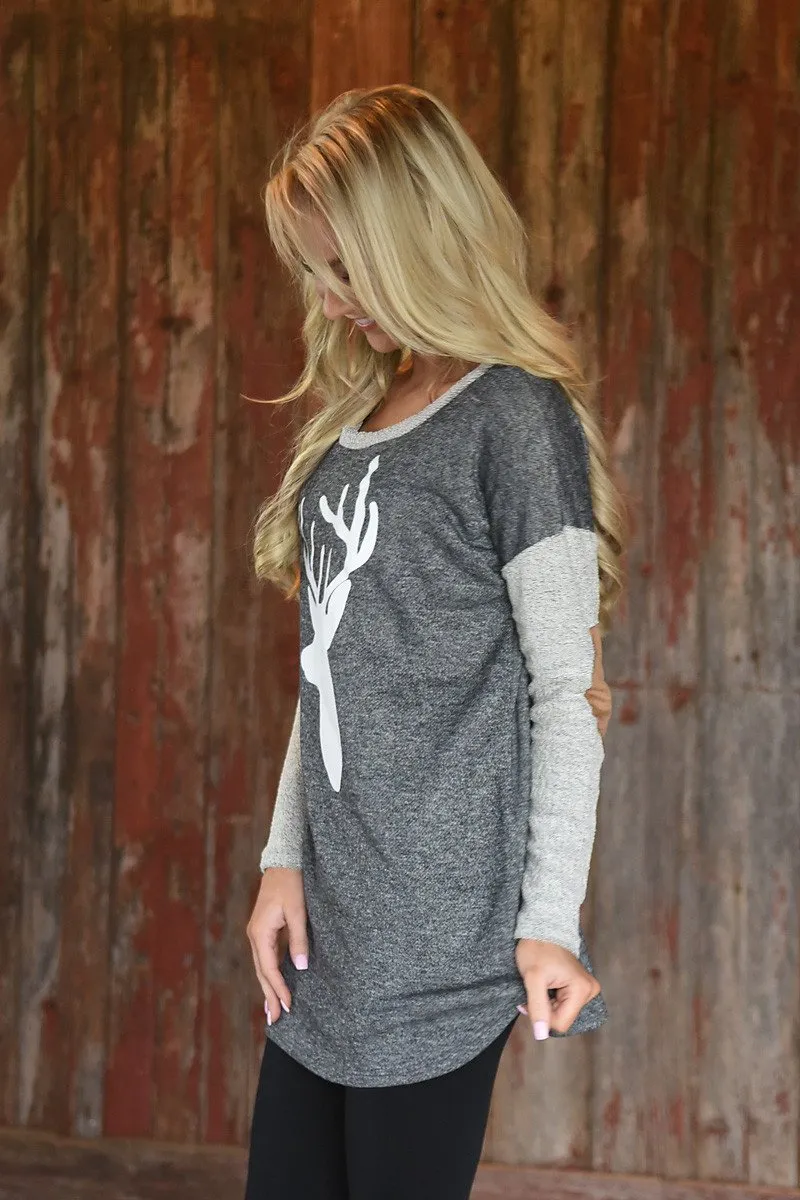 Deer Elbow Patch Top