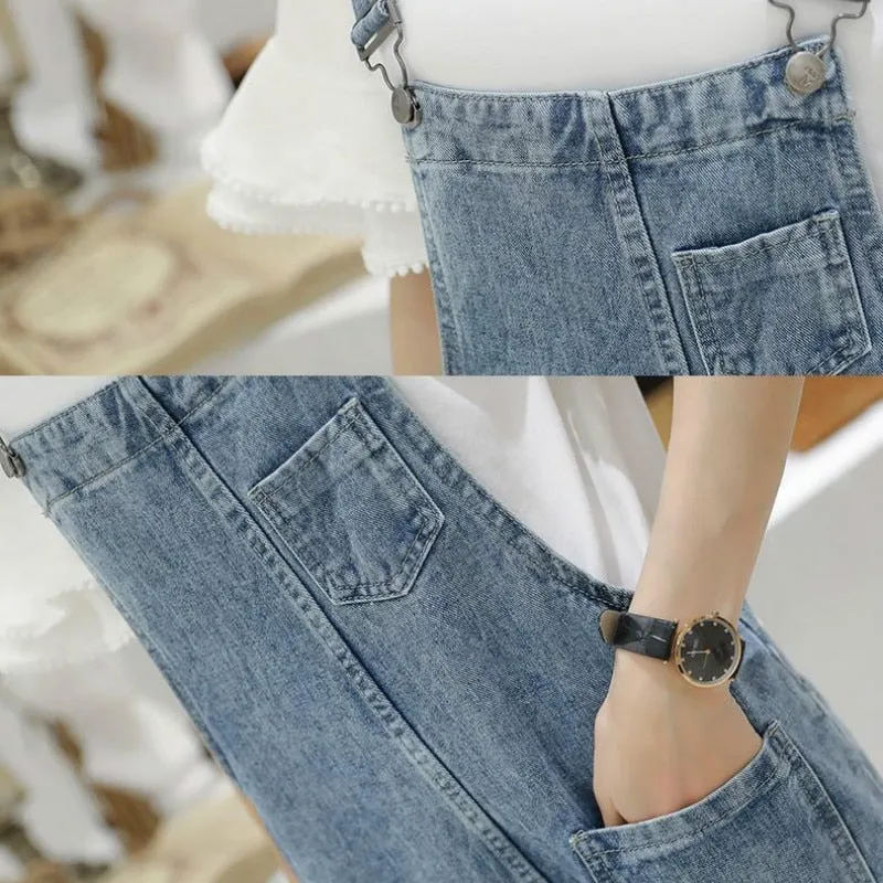 Denim Jumpsuits Women Spring Basic Washed Blue Overalls Outwear Office Lady Womens Elegant Long Trouser Rompers