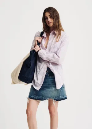 Denimist Boyfriend Shirt in Pink with Blue Stripe