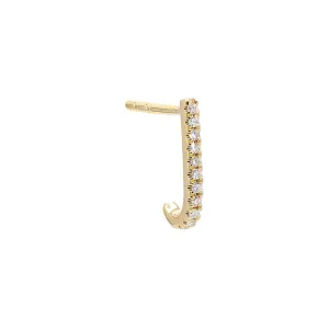 Diamond Pave Curved Bar Stud Earring 14K