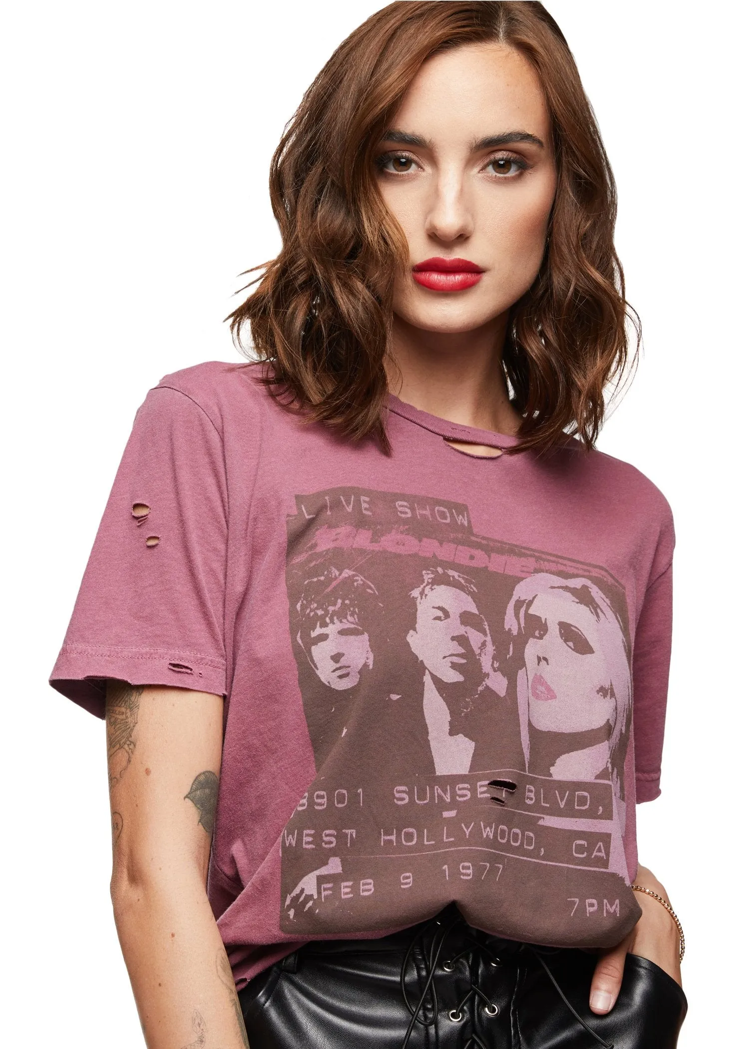 Distressed Purple West Hollywood Blondie Band Shirt