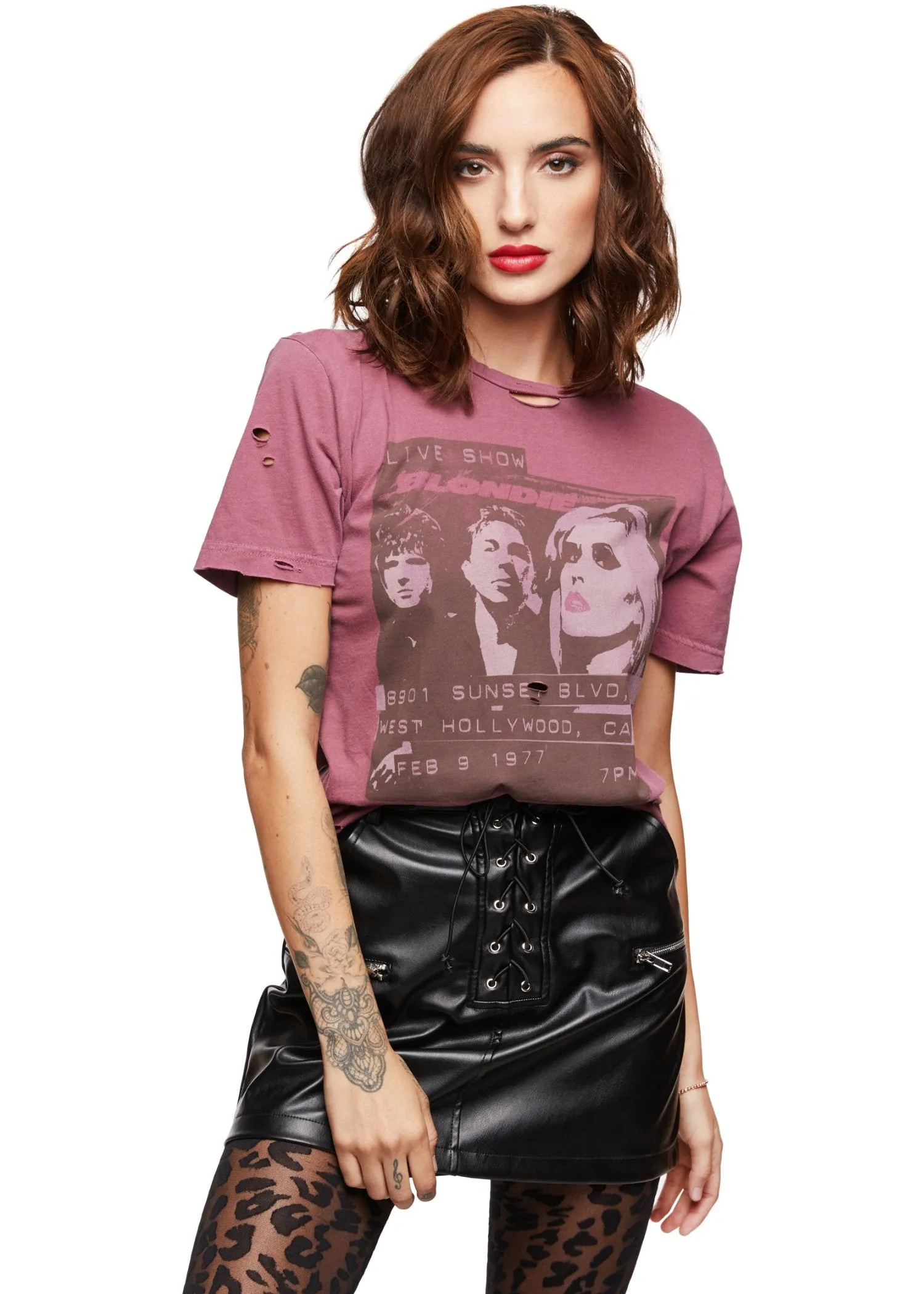 Distressed Purple West Hollywood Blondie Band Shirt
