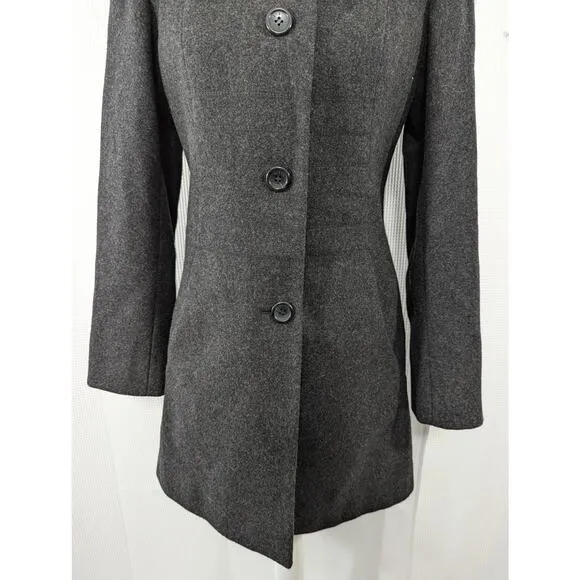 DKNY! BLACK FINE WOOL, REMOVABLE HOOD, BABYDOLL JACKET, COAT! SZ XS