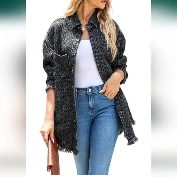Dokotoo Women's Jean Jackets Button Down Distressed Denim Jacket Casual Long Boy