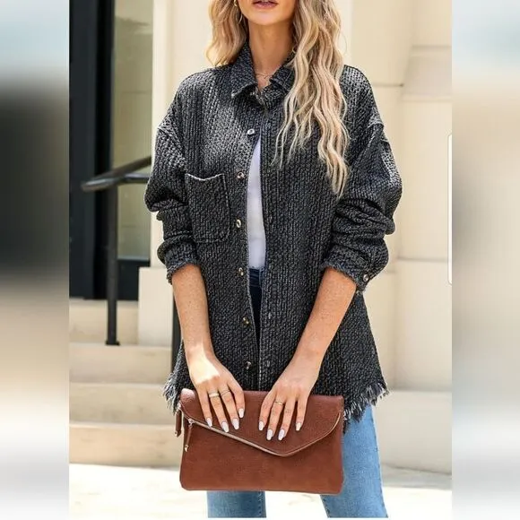 Dokotoo Women's Jean Jackets Button Down Distressed Denim Jacket Casual Long Boy