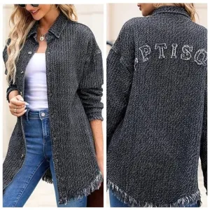 Dokotoo Women's Jean Jackets Button Down Distressed Denim Jacket Casual Long Boy