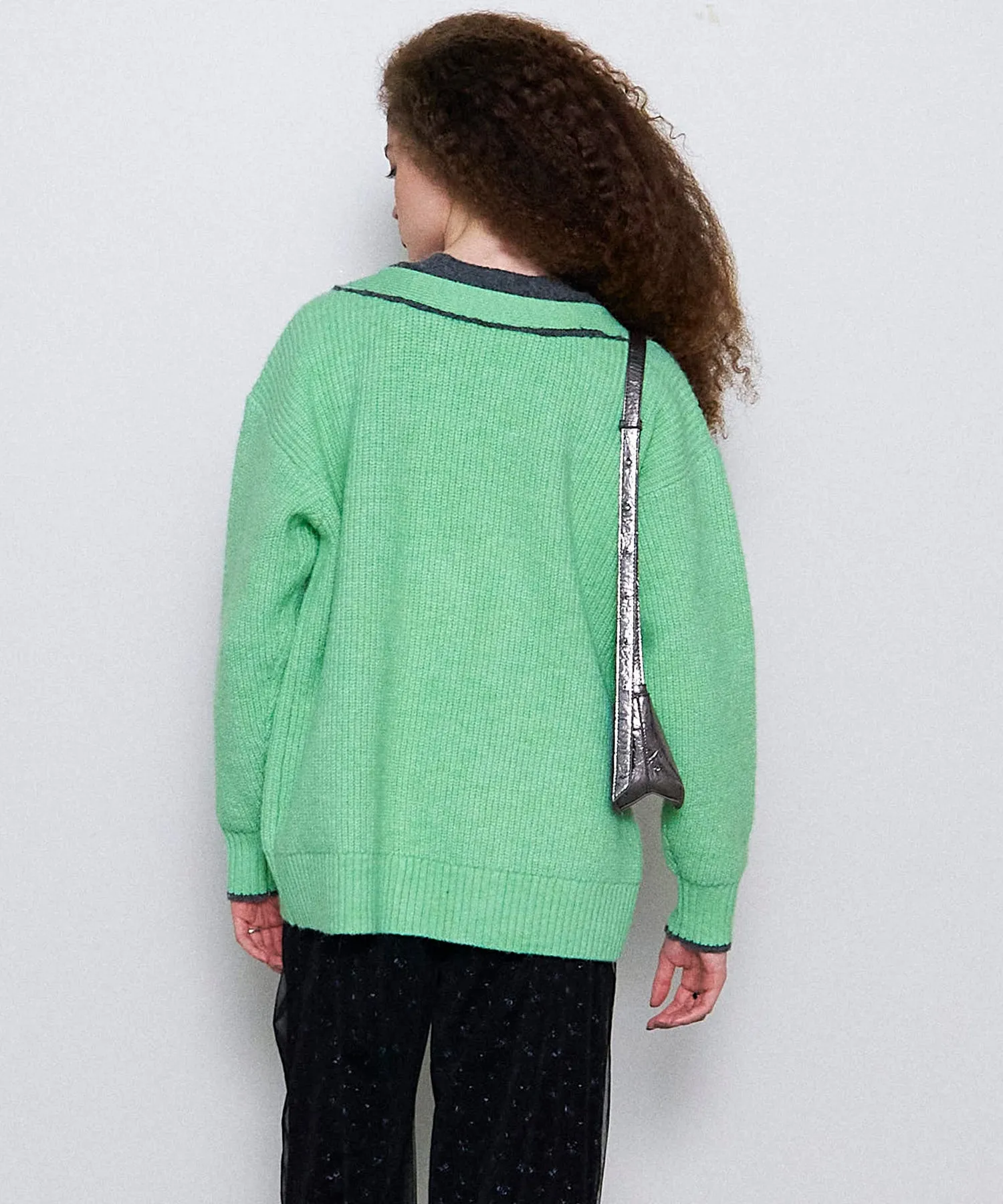 Double Color Layered Knit Cardigan