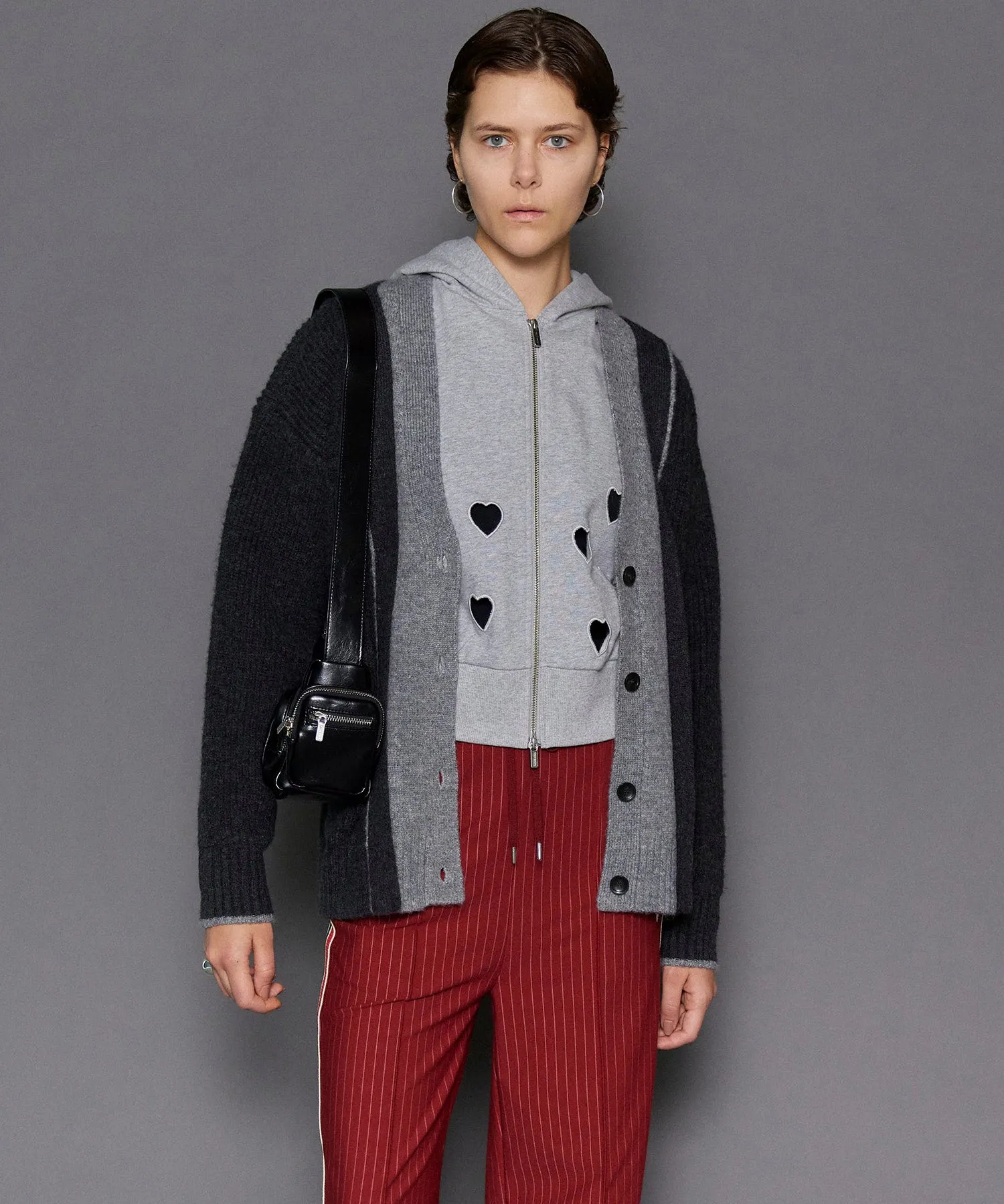 Double Color Layered Knit Cardigan
