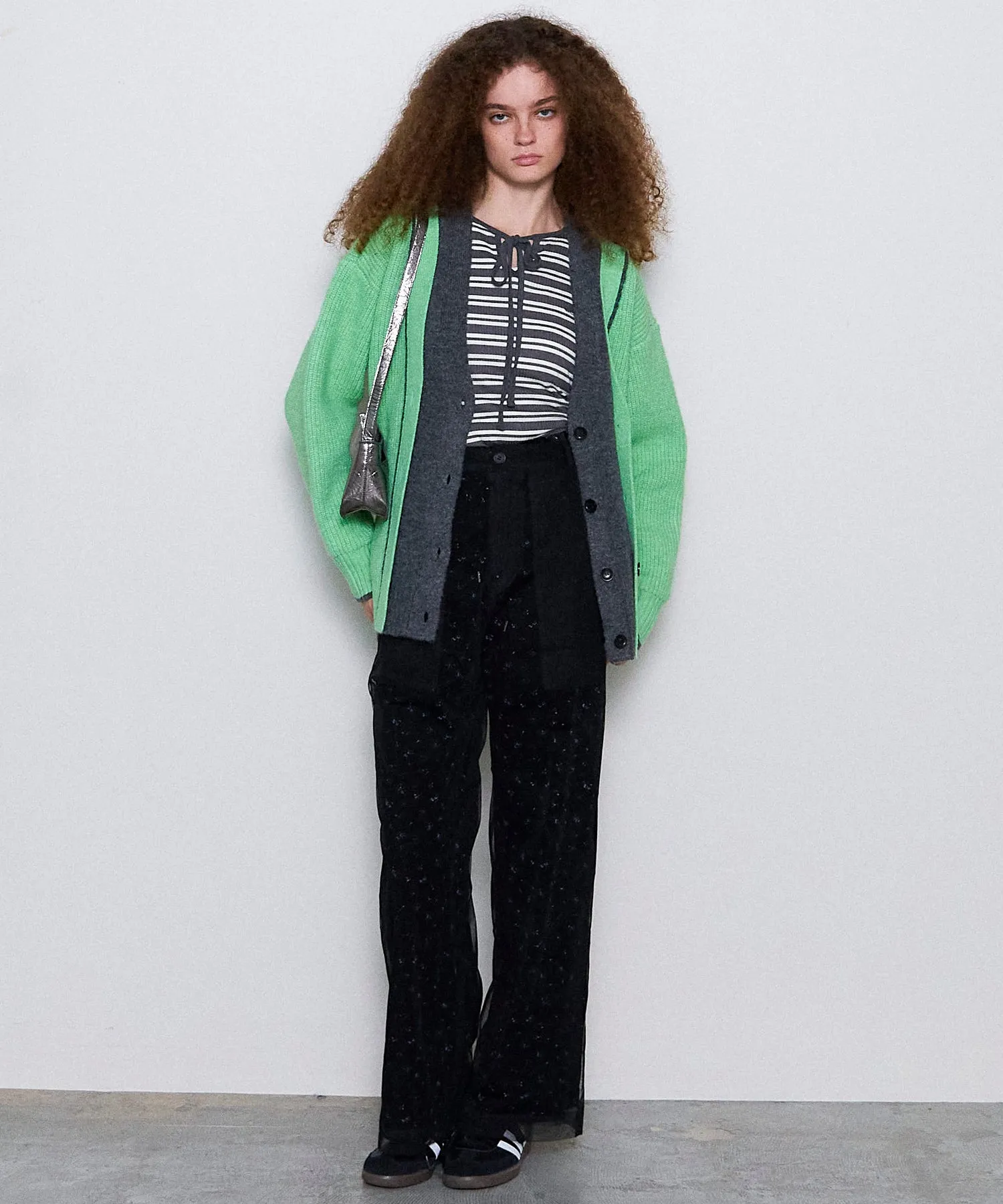 Double Color Layered Knit Cardigan