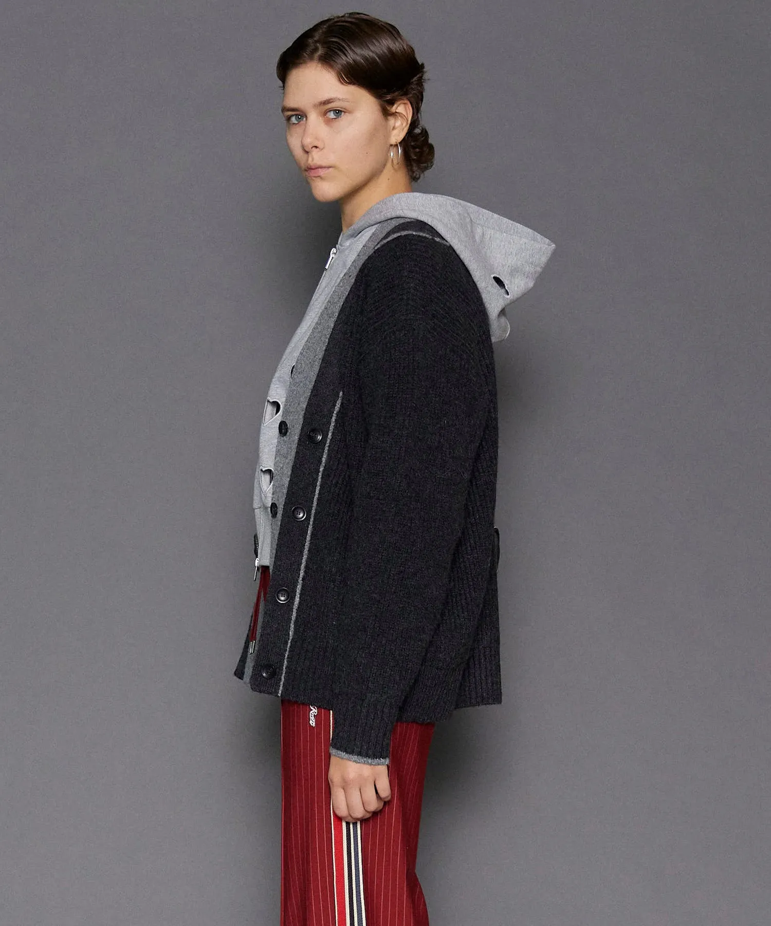 Double Color Layered Knit Cardigan