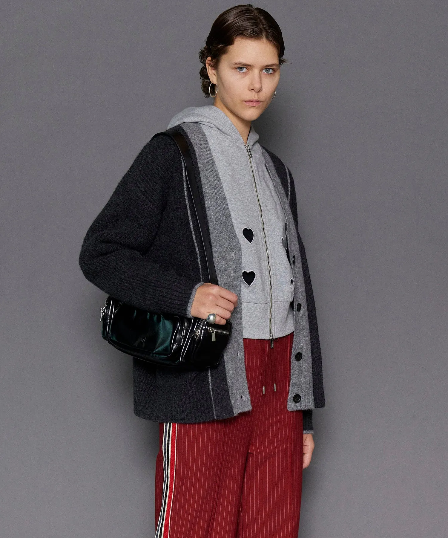 Double Color Layered Knit Cardigan