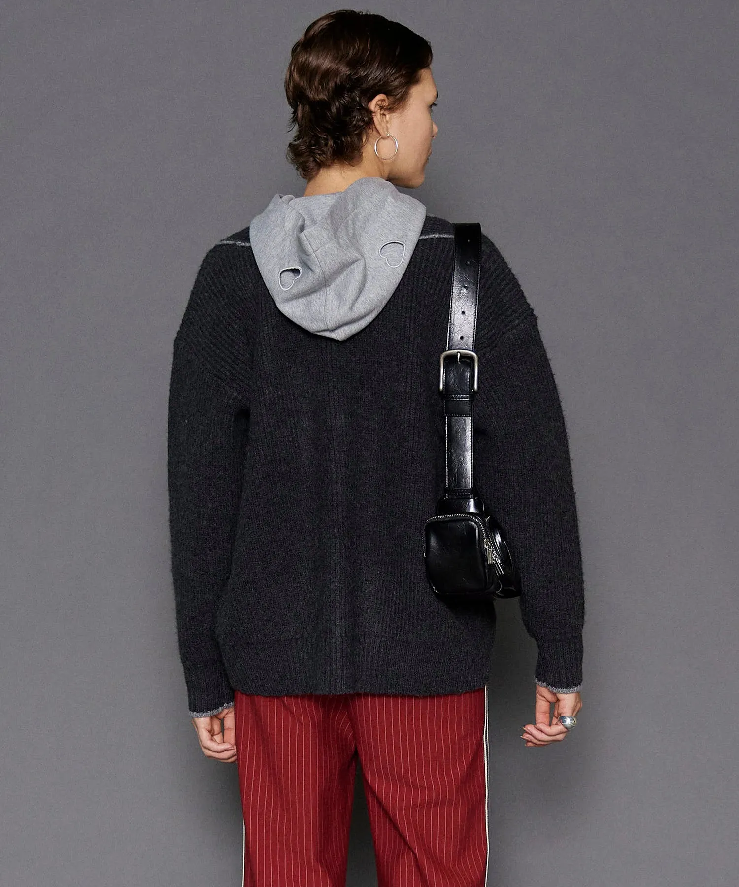 Double Color Layered Knit Cardigan