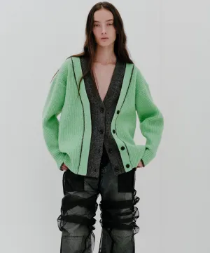 Double Color Layered Knit Cardigan