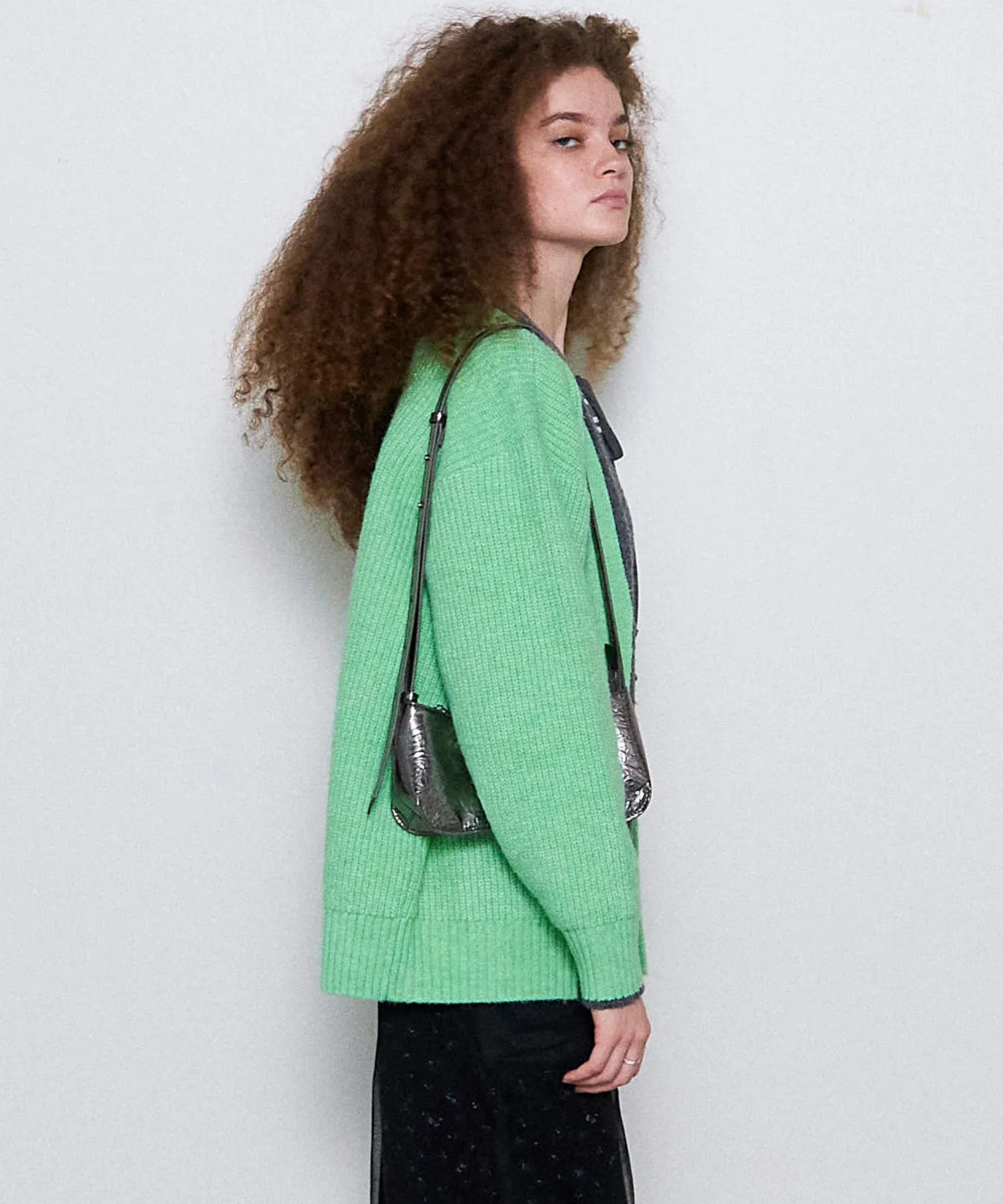 Double Color Layered Knit Cardigan