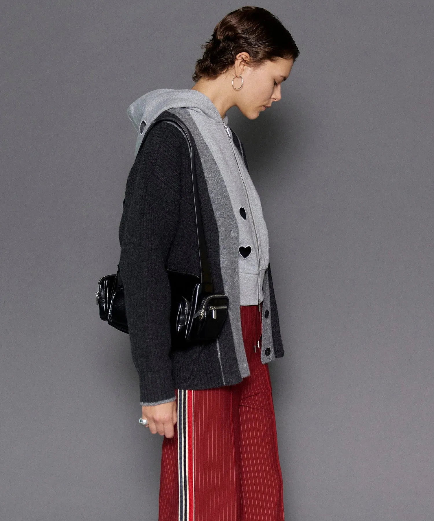 Double Color Layered Knit Cardigan