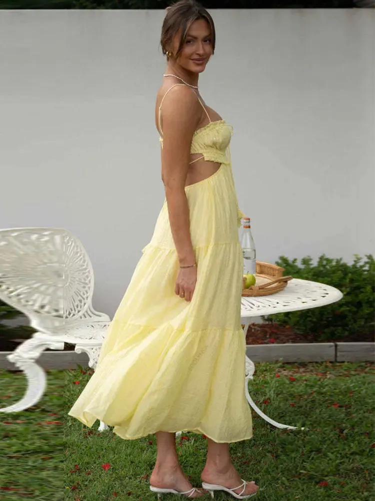 DressBetty - 2024 Sweet Sexy V Neck Spaghetti Straps Tassel Maxi Boho Dress