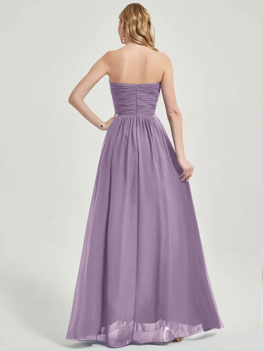 Dusty Purple Sweetheart Strapless Chiffon Maternity Bridesmaid Dress