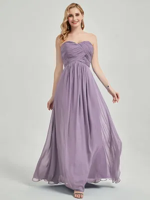 Dusty Purple Sweetheart Strapless Chiffon Maternity Bridesmaid Dress