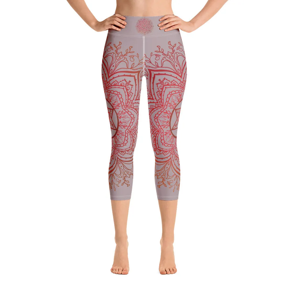 Earth Star Chakra Mandala Capri Leggings by Goddess Swag