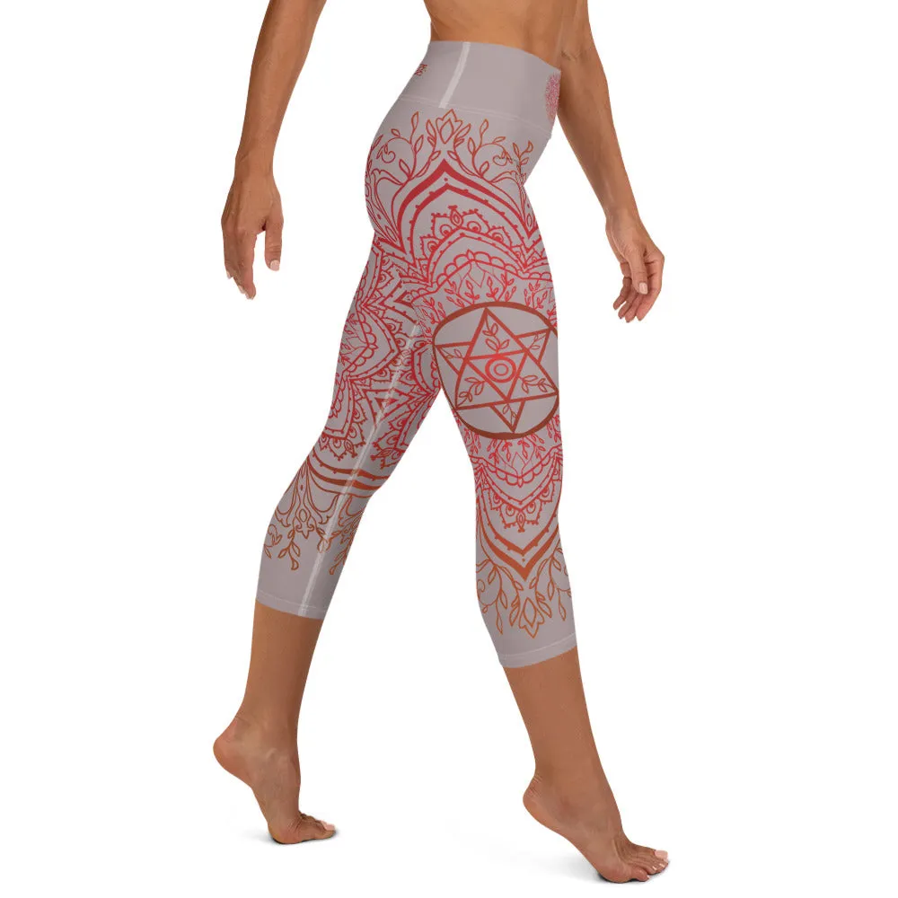Earth Star Chakra Mandala Capri Leggings by Goddess Swag