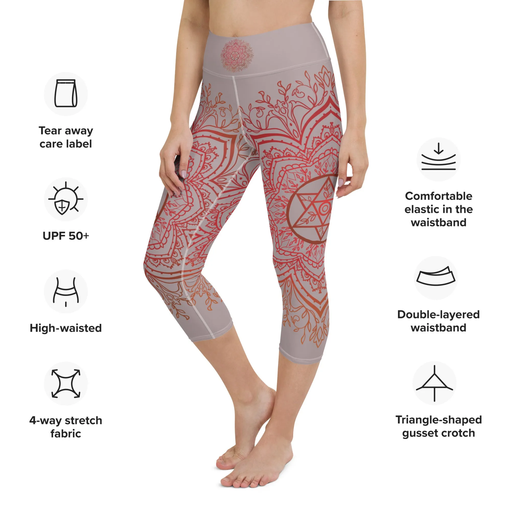 Earth Star Chakra Mandala Capri Leggings by Goddess Swag