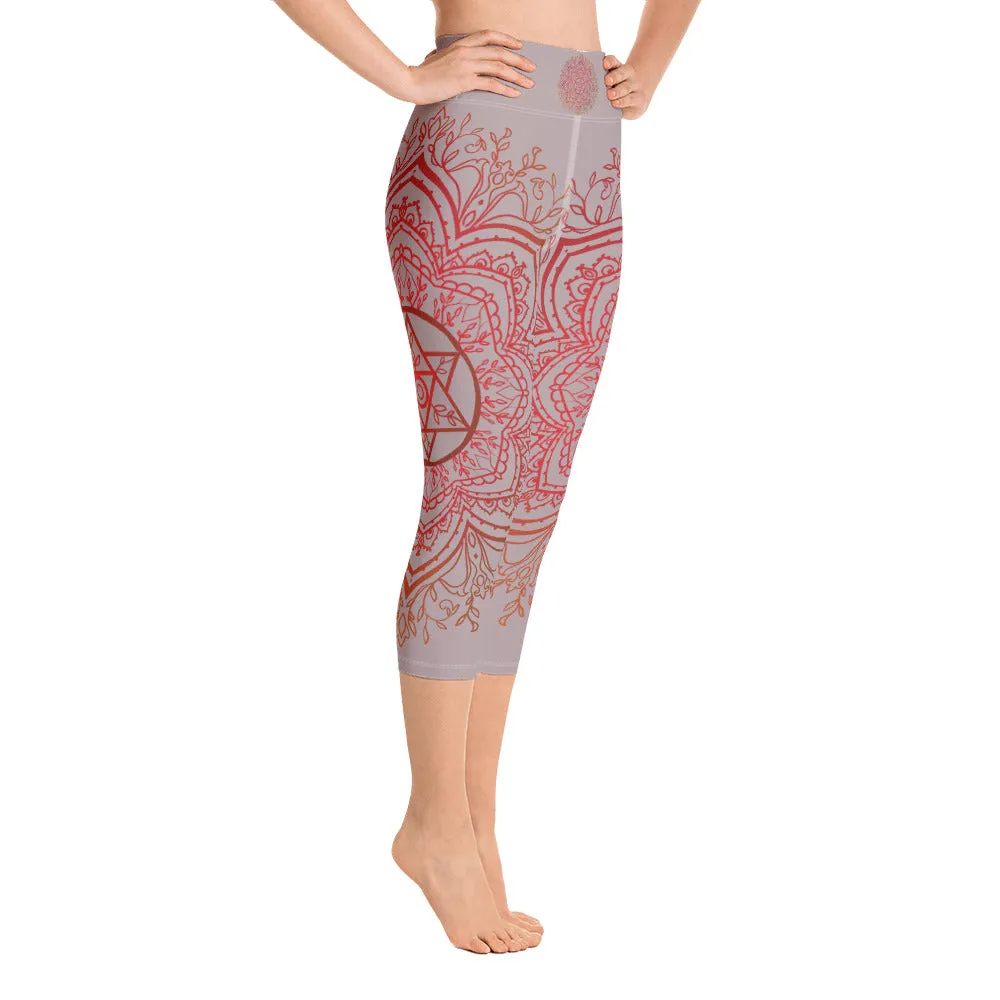 Earth Star Chakra Mandala Capri Leggings by Goddess Swag