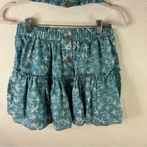 Eberjey Harper Crop Top And Nellie Ruffle Mini Skirt in Blue Ocean Bay Sand