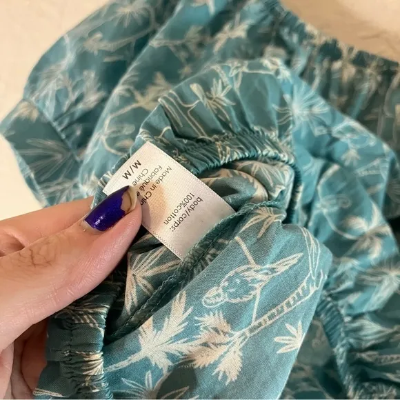 Eberjey Harper Crop Top And Nellie Ruffle Mini Skirt in Blue Ocean Bay Sand