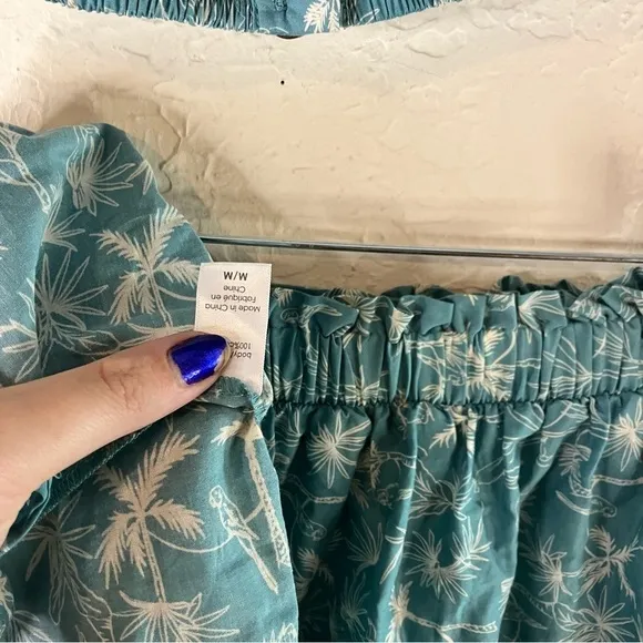 Eberjey Harper Crop Top And Nellie Ruffle Mini Skirt in Blue Ocean Bay Sand