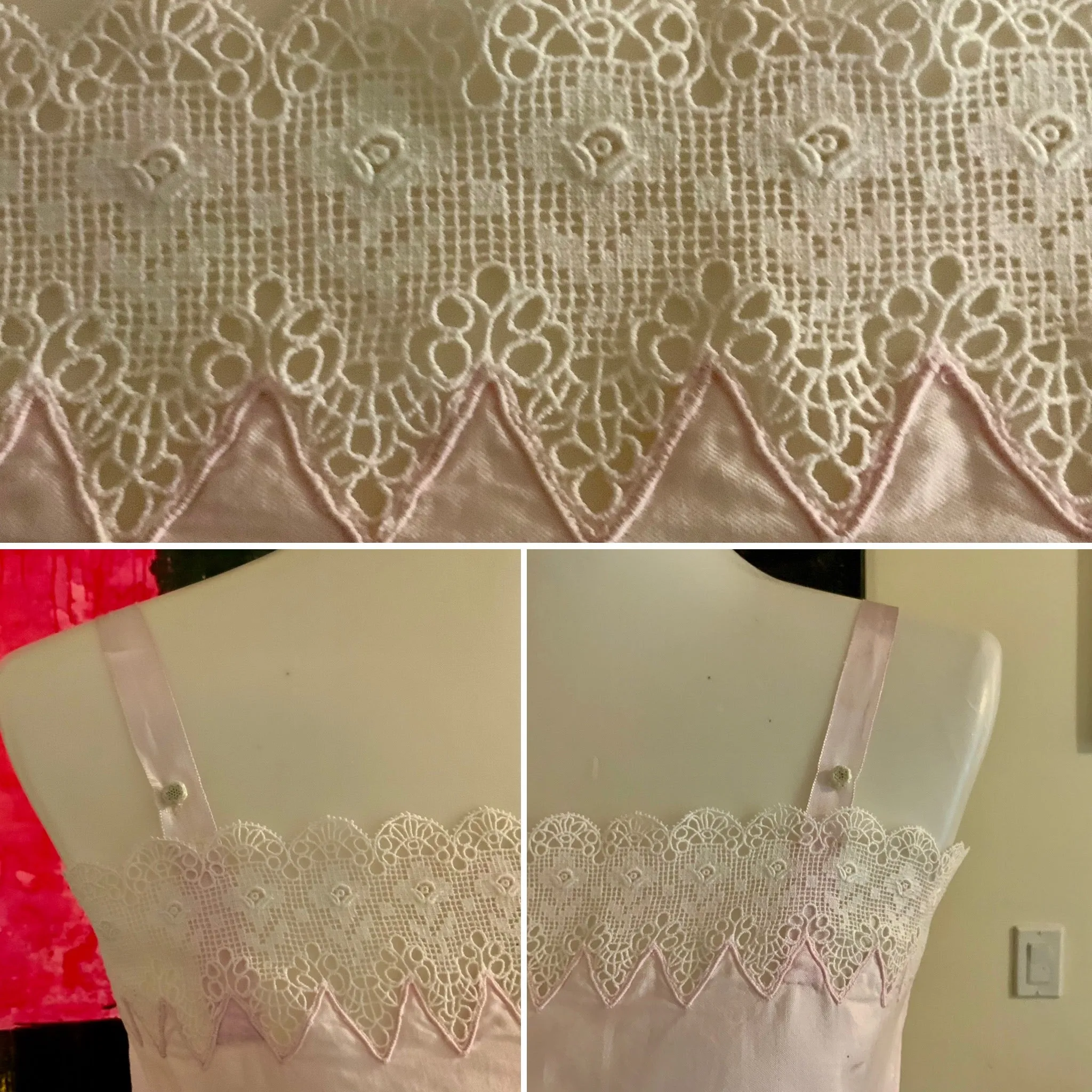 Edwardian Short Pink Cotton Nightgown - 1910