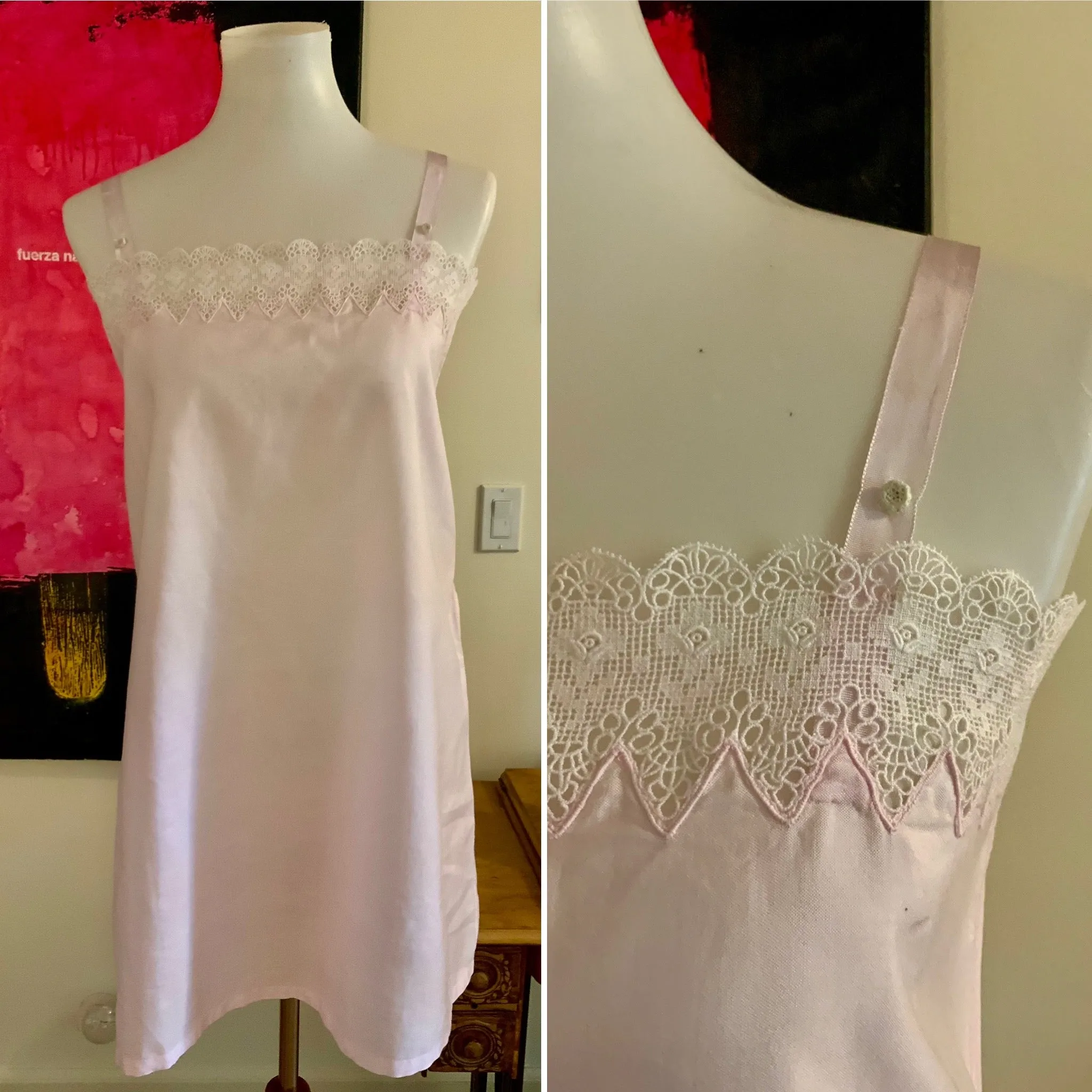 Edwardian Short Pink Cotton Nightgown - 1910