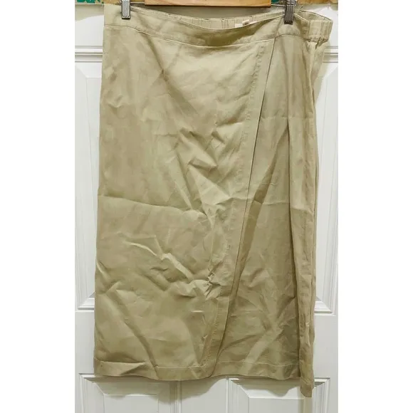 Eileen Fisher Organic Linen Skirt - Beige Midi Skirt - Small