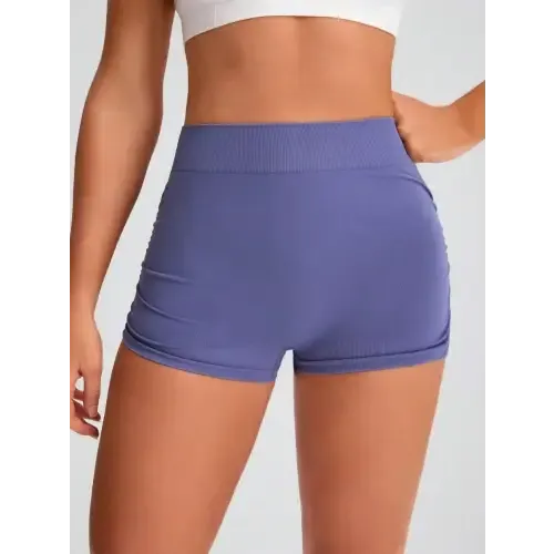 Elastic Dusty Blue and Black Waist Active Shorts